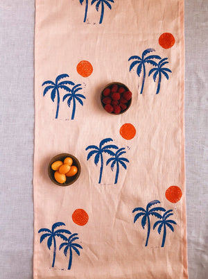 Blush Pink Palm Sunset Table Runner Blush Pink Palm Sunset Table Runner