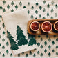 Mini Trees on Oatmeal Table Runner