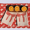 Striped Bow on Oatmeal Dinner Napkins
