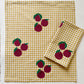 Plums on Mustard Gingham Dinner Napkins