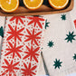 Red Floral Dots on Oatmeal Dinner Napkins