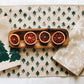 Mini Trees on Oatmeal Table Runner