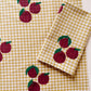 Plums on Mustard Gingham Dinner Napkins