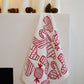 Glitter Candy Stripe on White Tea Towel