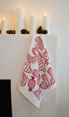 Glitter Candy Stripe on White Tea Towel