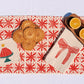 Red Floral Dots on Oatmeal Table Runner