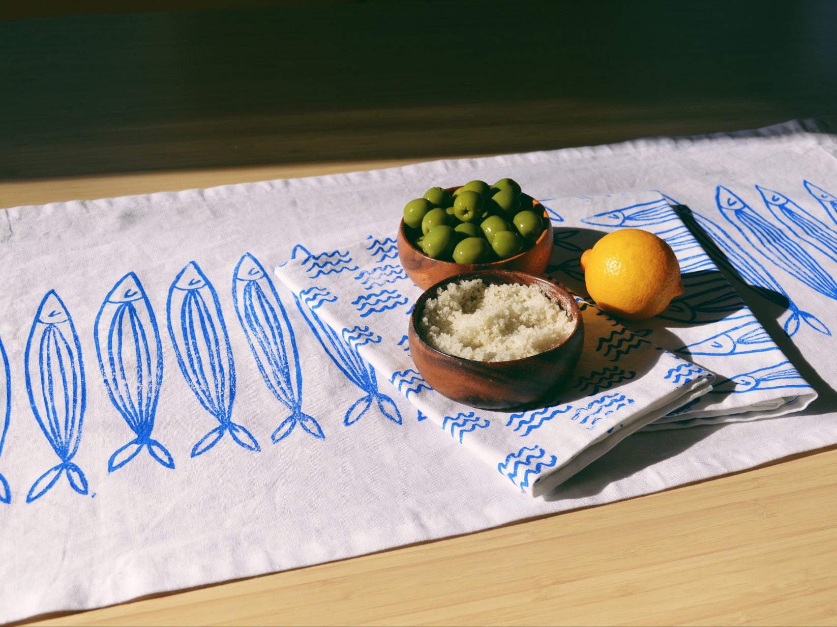 White Sardines Table Runner – Julie Peach