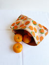 Tangerines Block Printed Zipper Pouch.