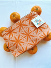 Orange Floral Dots Block Printed Zipper Pouch.