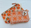 Tangerines SET of 2 Block Printed Zipper Pouches