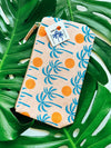 Palm Sunset Block Printed Zipper Pouch.