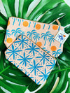Palm Sunset SET of 2 Block Printed Zipper Pouches.