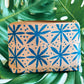 Blue Floral Dots Block Printed Zipper Pouch.