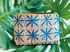 Blue Floral Dots Block Printed Zipper Pouch.