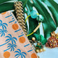 Palm Sunset SET of 2 Block Printed Zipper Pouches.
