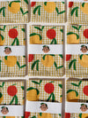 Peach Toss on Gingham Tea Towel