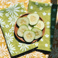 Harvest Florals on Green Dinner Napkins