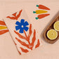 Blue Daisy on Blush Dinner Napkins