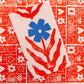 Blue Daisy on Blush Dinner Napkins