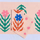 Blue Daisy on Blush Dinner Napkins
