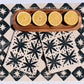 Black Floral Dots Dinner Napkins