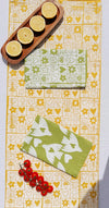 Garden Squares on Mustard Table Runner