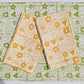 Garden Squares on Mustard Dinner Napkins