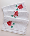 Poinsettia on White Table Runner