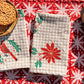 Poinsettia on Gingham Dinner Napkins