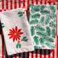 Poinsettia on White Dinner Napkins