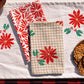 Poinsettia on Gingham Dinner Napkins