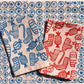 Blue Holiday Stripe on Blush Dinner Napkins