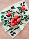 Olive Toss on Sage Green Tea Towel