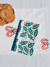 Holly Toss on White Dinner Napkins