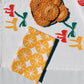 Ochre Ornaments on White Dinner Napkins