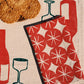 Red Ornaments on Oatmeal Dinner Napkins