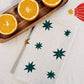 Green Stars on Oatmeal Dinner Napkins