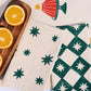 Green Stars on Oatmeal Dinner Napkins