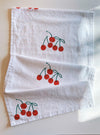 Red Cherry on White Table Runner