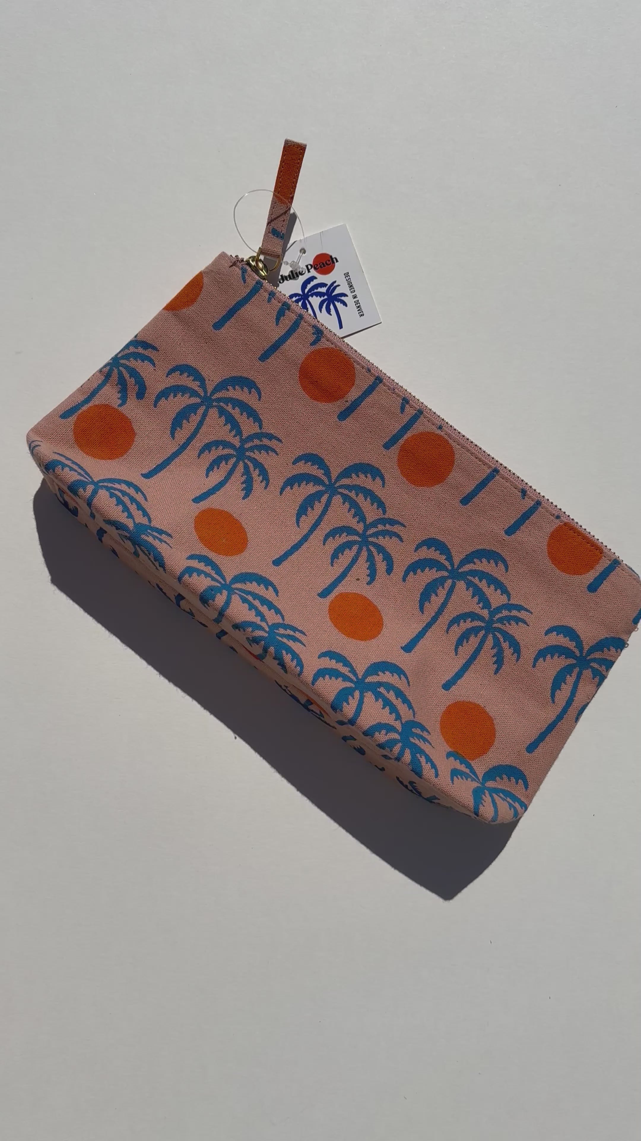 Palm Sunset Block Printed Zipper Pouch. – Julie Peach