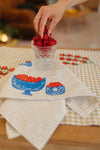 Berry Bowl on Stripe Dinner Napkins